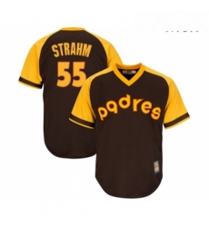 Mens San Diego Padres 55 Matt Strahm Replica Brown Alternate Cooperstown Cool Base Baseball Jersey 