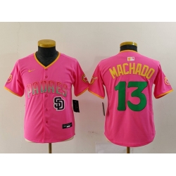 Youth San Diego Padres 3 Jackson Merrill Pink Stitched Baseball Jersey 4