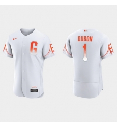 Men San Francisco Giants 1 Mauricio Dubon Men 2021 City Connect Authentic White Jersey