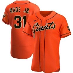 Men San Francisco Giants 31 LaMonte Wade Jr Orange 2021 Alternate Jersey