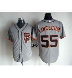 Men San Francisco Giants Tim Lincecum 55 Gray Stitched Cool Base MLB Jersey