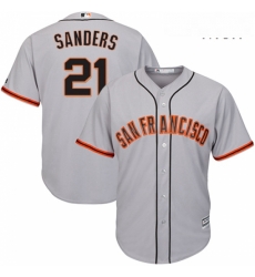 Mens Majestic San Francisco Giants 21 Deion Sanders Replica Grey Road Cool Base MLB Jersey