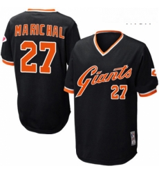 Mens Mitchell and Ness San Francisco Giants 27 Juan Marichal Authentic Black Throwback MLB Jersey