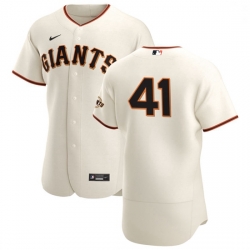 San Francisco Giants 41 Wilmer Flores Men Nike Cream Home 2020 Authentic Player MLB Jersey