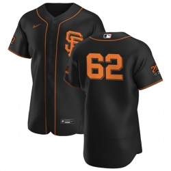 San Francisco Giants 62 Logan Webb Men Nike Black Alternate 2020 Authentic 20 at 24 Patch Player MLB Jersey