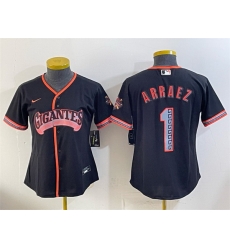 Women San Francisco Giants  1 Luis Arraez Black 2026 Alternate Stadium Stitched Baseball Jersey