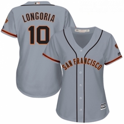 Womens Majestic San Francisco Giants 10 Evan Longoria Replica Grey Road Cool Base MLB Jersey 