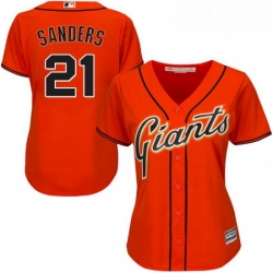 Womens Majestic San Francisco Giants 21 Deion Sanders Replica Orange Alternate Cool Base MLB Jersey