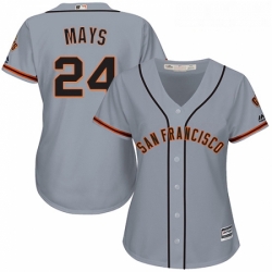 Womens Majestic San Francisco Giants 24 Willie Mays Replica Grey Road Cool Base MLB Jersey