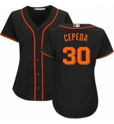 Womens Majestic San Francisco Giants 30 Orlando Cepeda Replica Black Alternate Cool Base MLB Jersey