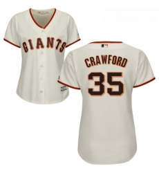 Womens Majestic San Francisco Giants 35 Brandon Crawford Replica Cream Home Cool Base MLB Jersey