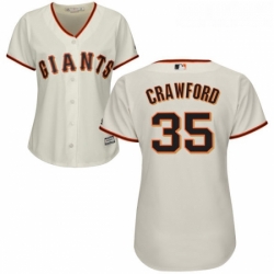 Womens Majestic San Francisco Giants 35 Brandon Crawford Replica Cream Home Cool Base MLB Jersey