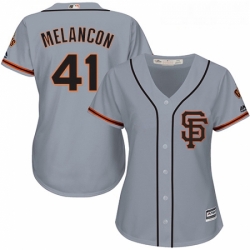 Womens Majestic San Francisco Giants 41 Mark Melancon Replica Grey Road Cool Base MLB Jersey