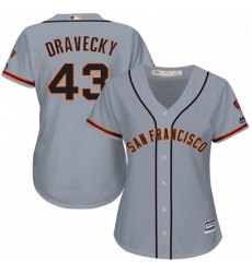 Womens Majestic San Francisco Giants 43 Dave Dravecky Replica Grey Road Cool Base MLB Jersey