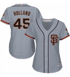 Womens Majestic San Francisco Giants 45 Derek Holland Authentic Grey Road 2 Cool Base MLB Jersey 