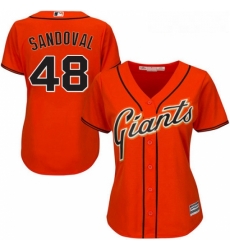 Womens Majestic San Francisco Giants 48 Pablo Sandoval Replica Orange Alternate Cool Base MLB Jersey 