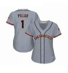 Womens San Francisco Giants 1 Kevin Pillar Replica Grey Road Cool Base Baseball Jersey 