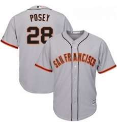 Youth Majestic San Francisco Giants 28 Buster Posey Replica Grey Road Cool Base MLB Jersey