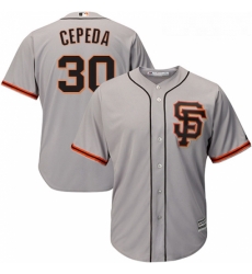 Youth Majestic San Francisco Giants 30 Orlando Cepeda Replica Grey Road 2 Cool Base MLB Jersey