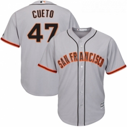 Youth Majestic San Francisco Giants 47 Johnny Cueto Authentic Grey Road Cool Base MLB Jersey