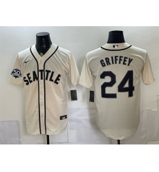 Men Seattle Mariners  24 Ken Griffey Jr  Cream 50th Anniversary Alternate Stitched Baseball Jersey