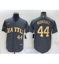 Men Seattle Mariners 44 Julio Rodriguez Number Grey 2022 All Star Stitched Cool Base Nike Jersey