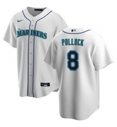 Men Seattle Mariners 8 AJ Pollock White Cool Base Stitched Jersey