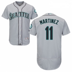 Mens Majestic Seattle Mariners 11 Edgar Martinez Grey Flexbase Authentic Collection MLB Jersey