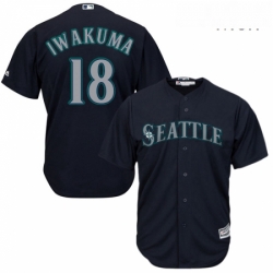 Mens Majestic Seattle Mariners 18 Hisashi Iwakuma Replica Navy Blue Alternate 2 Cool Base MLB Jersey