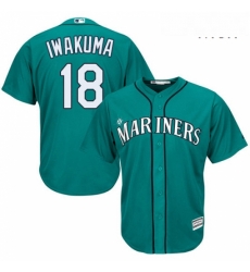 Mens Majestic Seattle Mariners 18 Hisashi Iwakuma Replica Teal Green Alternate Cool Base MLB Jersey