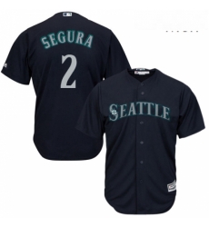 Mens Majestic Seattle Mariners 2 Jean Segura Replica Navy Blue Alternate 2 Cool Base MLB Jersey