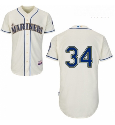 Mens Majestic Seattle Mariners 34 Felix Hernandez Replica Cream Alternate Cool Base MLB Jersey