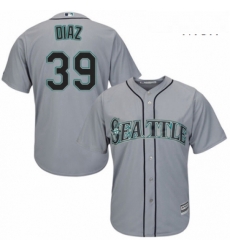 Mens Majestic Seattle Mariners 39 Edwin Diaz Replica Grey Road Cool Base MLB Jersey 