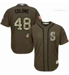 Mens Majestic Seattle Mariners 48 Alex Colome Authentic Green Salute to Service MLB Jersey 