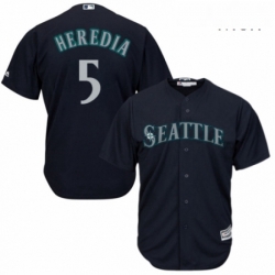 Mens Majestic Seattle Mariners 5 Guillermo Heredia Replica Navy Blue Alternate 2 Cool Base MLB Jersey 