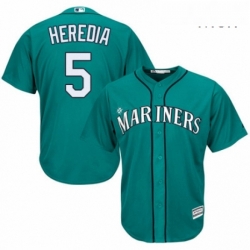 Mens Majestic Seattle Mariners 5 Guillermo Heredia Replica Teal Green Alternate Cool Base MLB Jersey 