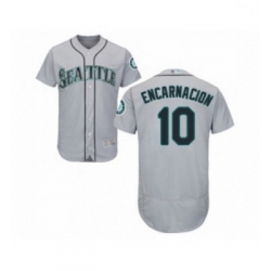 Mens Seattle Mariners 10 Edwin Encarnacion Grey Road Flex Base Authentic Collection Baseball Jersey