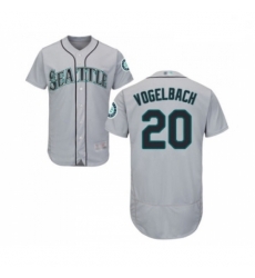 Mens Seattle Mariners 20 Dan Vogelbach Grey Road Flex Base Authentic Collection Baseball Jersey