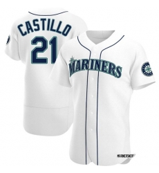 Mens Seattle Mariners 21 Luis Castillo Authentic White Alternate Jerseys