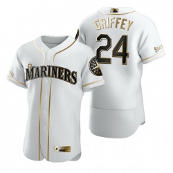 Seattle Mariners 24 Ken Griffey Jr. White Nike Mens Authentic Golden Edition MLB Jersey