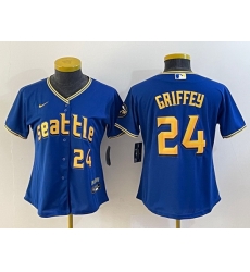 Women Seattle Mariners 24 Ken Griffey Jr  Royal 2023 City Connect With Patch Stitched Baseball Jersey