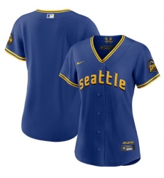 Women Seattle Mariners Blank Royal 2023 City Connect Stitched Baseball Jersey