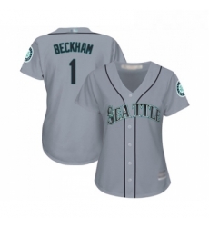 Womens Seattle Mariners 1 Tim Beckham Replica Grey Road Cool Base Baseball Jersey 