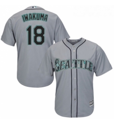 Youth Majestic Seattle Mariners 18 Hisashi Iwakuma Replica Grey Road Cool Base MLB Jersey