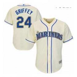 Youth Majestic Seattle Mariners 24 Ken Griffey Authentic Cream Alternate Cool Base MLB Jersey