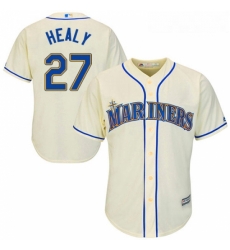 Youth Majestic Seattle Mariners 27 Ryon Healy Replica Cream Alternate Cool Base MLB Jersey 