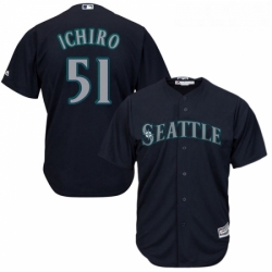 Youth Majestic Seattle Mariners 51 Ichiro Suzuki Replica Navy Blue Alternate 2 Cool Base MLB Jersey