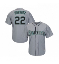 Youth Seattle Mariners 22 Omar Narvaez Replica Grey Road Cool Base Baseball Jersey 