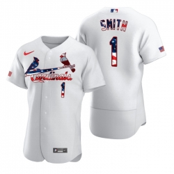 Men St.Louis Cardinals 1 Ozzie Smith White USA Flag Fashion Nike Cool Base Jersey