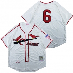 Men St.Louis Cardinals 6 Stan Musial White 1944 Throwback Jersey